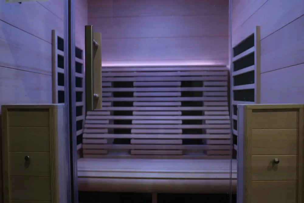 Inside the infrared sauna at Compound Gym in Dunedin